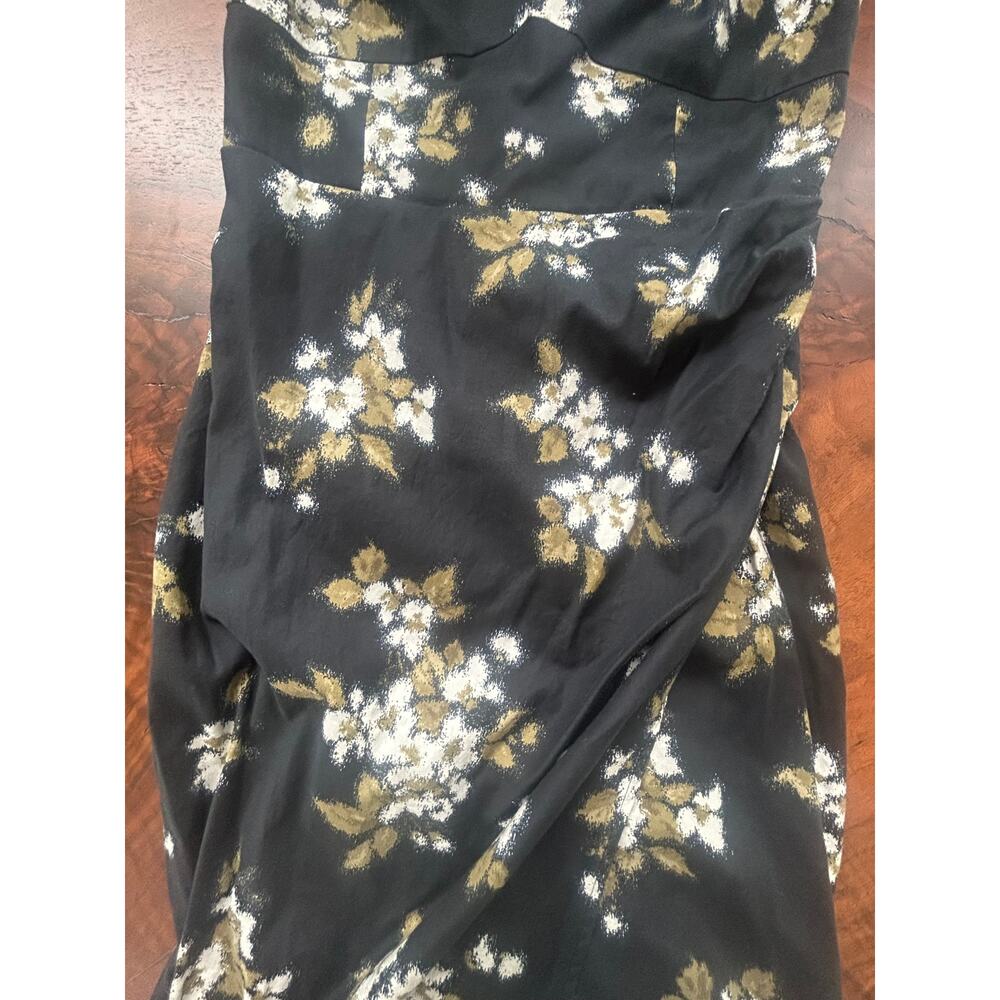 Reformation Ledell Midi Dress Judith Black Floral Organic Cotton Slit Size 2 - Picture 6 of 7